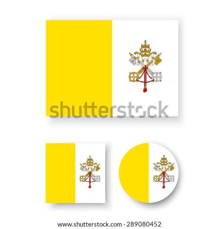 Set of vector icons with Vatican City flag