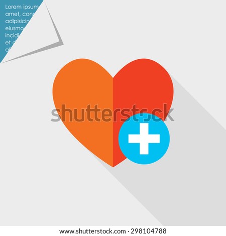 Icon of red heart sign with plus depicting Add to favorites icon