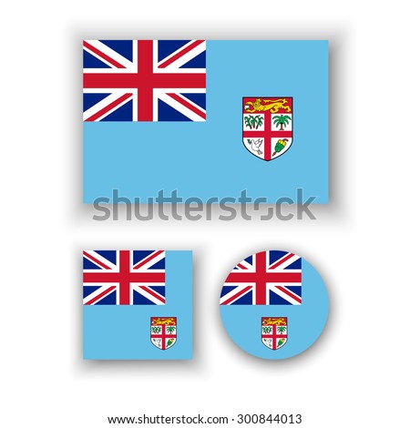 Set of vector icons with Fiji flag