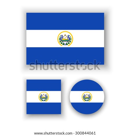 Set of vector icons with El Salvador flag