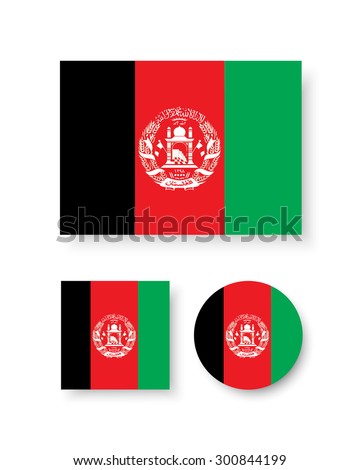 Set of vector icons with Afghanistan flag
