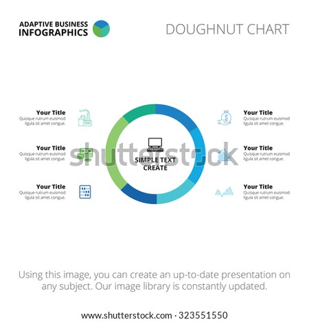 Editable infographic template of doughnut chart, blue and light blue version