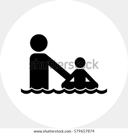 Swimming Father and Child Icon