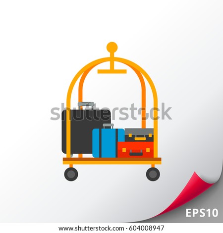 Hotel luggage cart with luggage icon