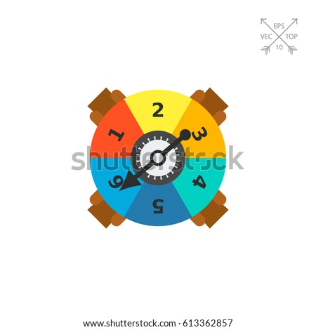 Game spinner with numbers and arrow icon