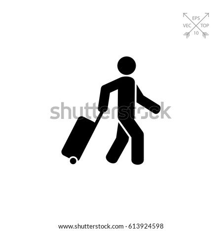 Passenger Pulling Rolling Bag Icon