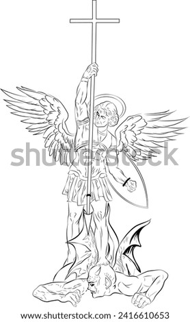 illustration of the archangel michael fighting satan