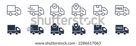 Delivery truck shipping service icons. Vector graphic illustration. For website design, logo, app, template, ui, etc.