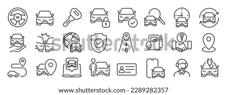 Car rent thin line icons. For website marketing design, logo, app, template, ui, etc. Vector illustration.