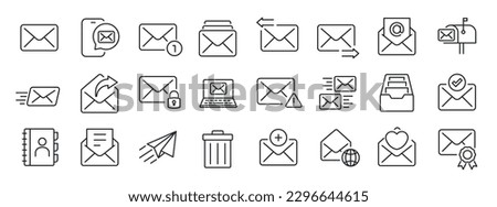 Mail, Email. Envelope thin line icons. Editable stroke. For website marketing design, logo, app, template, ui, etc. Vector illustration.