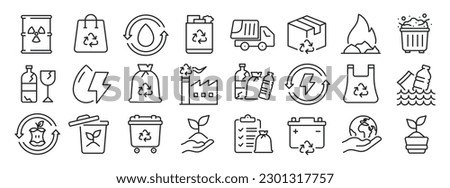 Waste and recycle thin line icons. For website marketing design, logo, app, template, ui, etc. Vector illustration.