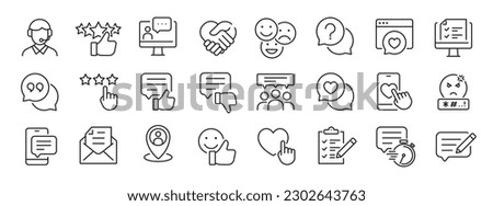 Feedback, testimonial, customer thin line icons. For website marketing design, logo, app, template, ui, etc. Vector illustration.