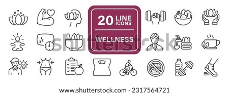 Wellness line icons. For website marketing design, logo, app, template, ui, etc. Vector illustration.