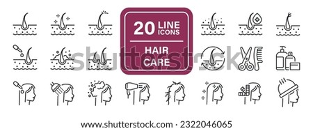 Hair care, treatment, beauty line icons. For website marketing design, logo, app, template, ui, etc. Vector illustration.