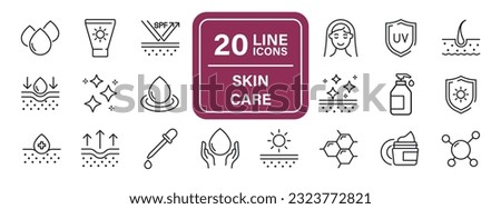 Skin care line icons. For website marketing design, logo, app, template, ui, etc. Vector illustration.