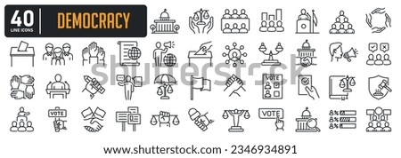 Democracy line icons. For website marketing design, logo, app, template, ui, etc. Vector illustration.