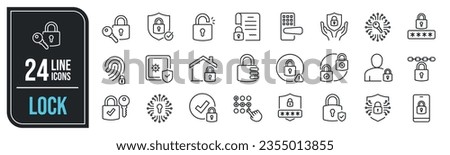Lock security line icons. E For website marketing design, logo, app, template, ui, etc. Vector illustration.