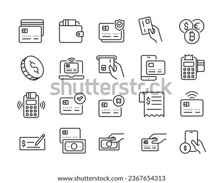 Payment thin line icons. For website marketing design, logo, app, template, ui, etc. Vector illustration.