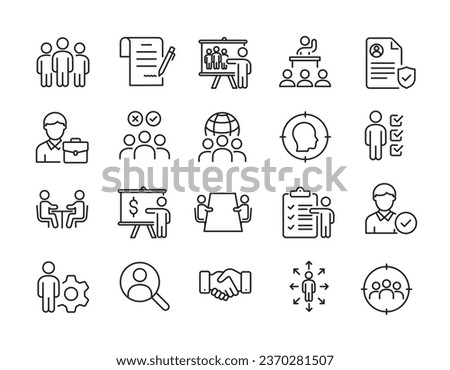 Recruitment thin line icons. For website marketing design, logo, app, template, ui, etc. Vector illustration.