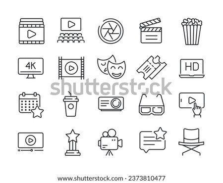 Movie, cinemas line icons. For website marketing design, logo, app, template, ui, etc. Vector illustration.