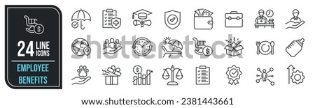 Employee benefits thin line icons. For website marketing design, logo, app, template, ui, etc. Vector illustration.