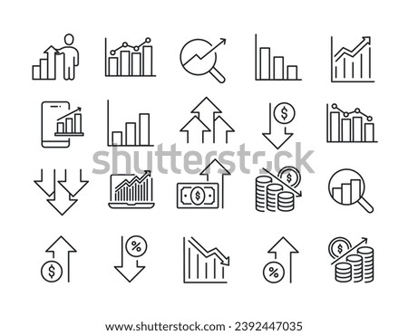 Inrease and decrease thin line icons. Editable stroke. For website marketing design, logo, app, template, ui, etc. Vector illustration.