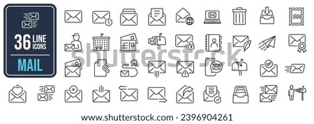 Mail, Email, Envelope thin line icons. Vector graphic illustration. For website design, logo, app, template, ui, etc.