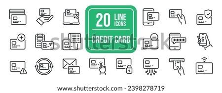 Credit card thin line icons. For website marketing design, logo, app, template, ui, etc. Vector illustration.