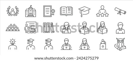 Student thin line icons. For website marketing design, logo, app, template, ui, etc. Vector illustration.