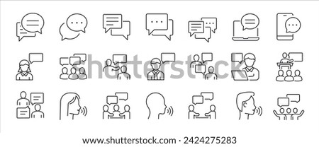 Speaking thin line icons. For website marketing design, logo, app, template, ui, etc. Vector illustration.