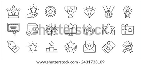 Award simple minimal thin line icons. Related success, achievement, champion, prize. Vector illustration.