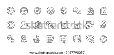 Checkmark minimal thin line icons. Related check, approve, checklist, agreement. Vector illustration.