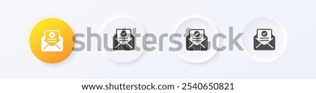 Official mail icon. Neumorphism round style button design vector