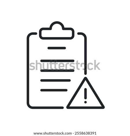 Clipboard, alert document thin line icons. Perfect pixel on transparent background