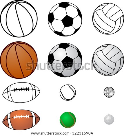Silhouettes collections of sports balls design and color colection balls