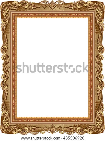 Gold photo frame with corner thailand line floral for picture, Vector design decoration pattern style.frame border design is pattern Thai style