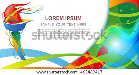 Icon sport torch with colorful wavy stripes. Championship icon, aIcon sport torch with colorful wavy stripes, abstract geometric concept Japan Tokyo Olympic games 2020 background.