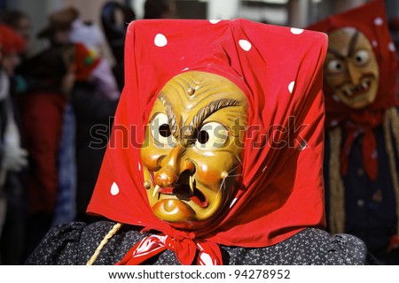 KONSTANZ, GERMANY - JANUARY 22 : Mask parade at the historical annual carnival on January 22, 2012 in Konstanz, Germany