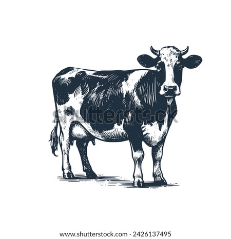 The cow of farm. Vector illustration.