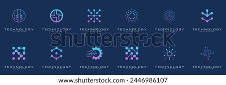 collection technology dot logo design. symbol tech, internet, system, Artificial Intelligence and computer. inspiration logo design modern