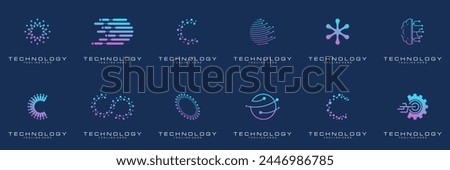 collection technology dot logo design. symbol tech, internet, system, Artificial Intelligence and computer. inspiration logo design modern	