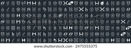 Mega logo collection, Abstract letter H logo design. icons for business