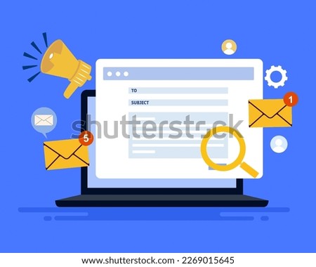 Concept of email marketing, Sending or receiving email.