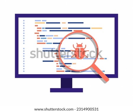 bug error notification popup on software testing concept of testing software on laptop in search of bugs and virus