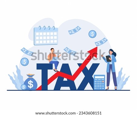 people man and woman filling tax return documents Income tax filing, tax return, refund and financial technology concept.