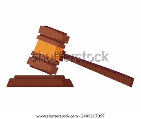 wooden judge gavel auction hammer with gold on the stand law and justice system vector illustration