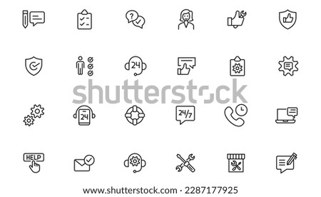 Service, support and help - thin line icon collection on white background  vector icon. Customer service icon set. Containing customer satisfied, assistance, support icons. Solid icon collection.