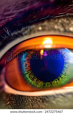 Similar – Image, Stock Photo A beautiful and colorful macro of oil bubbles on water with a yellow, red, green, orange and blue stripe texture as background pattern