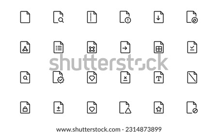 Document line icon set. Documents symbol collection. Different documents icons. Outline icon .
