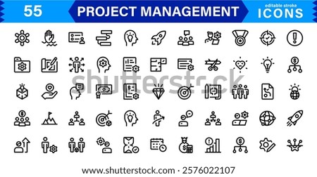 Vector Icons for Project Management. Sleek Designs for Scheduling, Team Collaboration, and Tracking